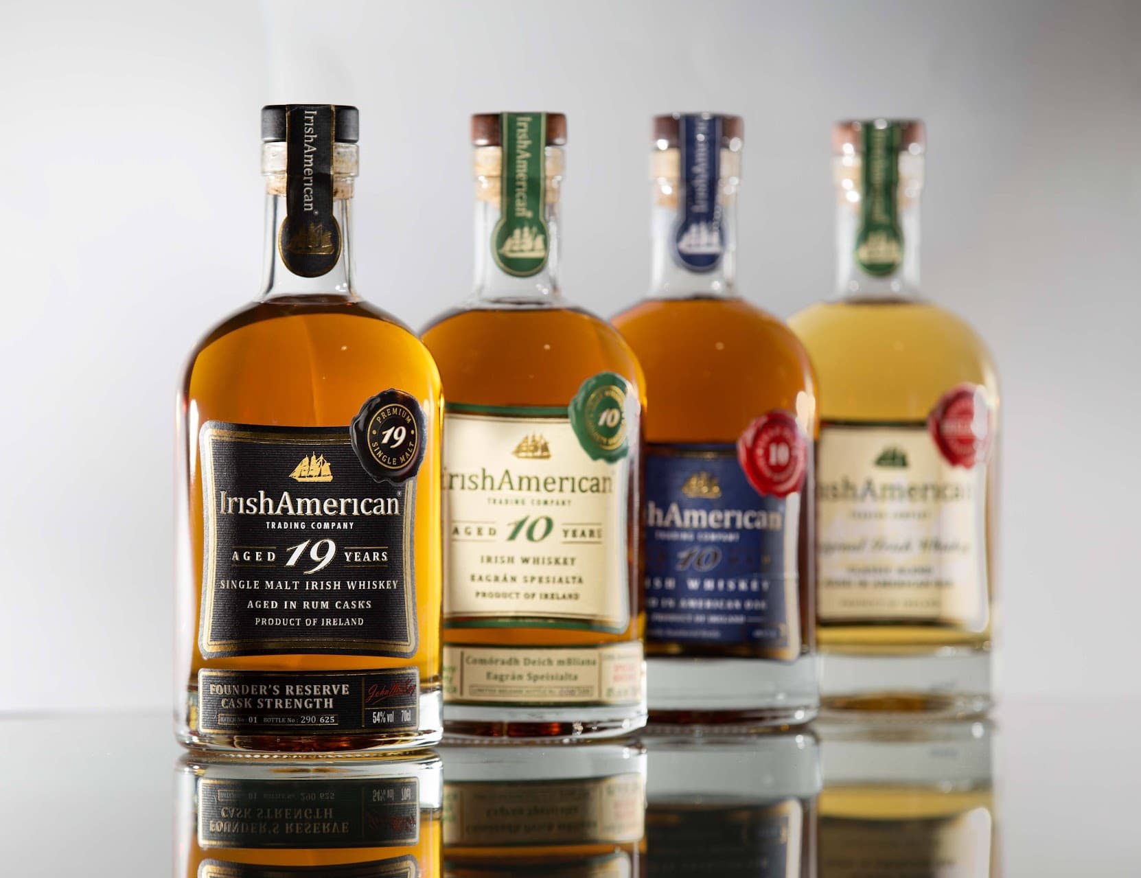 IrishAmerican whiskey selection — Founder's Reserve and premium expressions